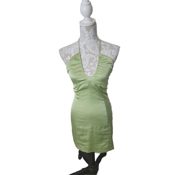 Aritzia Sun-deh Dress Green Halter Slip Mini Women's 6 - Picture 1 of 9